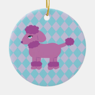 Lila Poodle Keramik Ornament