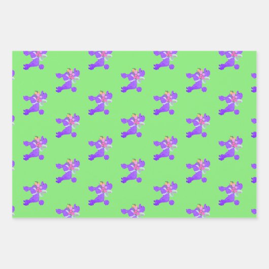 Lila Poodle-Matching Geschenkpapier Set (Vorderseite 2)