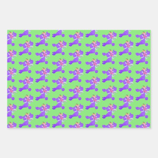Lila Poodle-Matching Geschenkpapier Set (Vorderseite)