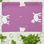 Lila Poodle: monochromes Retro-Muster Geschirrtuch (Gefaltet)