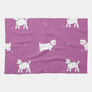 Lila Poodle: monochromes Retro-Muster Geschirrtuch