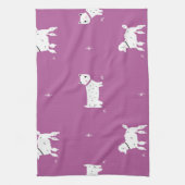 Lila Poodle: monochromes Retro-Muster Geschirrtuch (Vertikal)