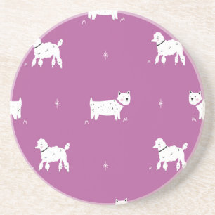 Lila Poodle: monochromes Retro-Muster Getränkeuntersetzer