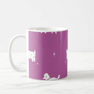 Lila Poodle: monochromes Retro-Muster Kaffeetasse