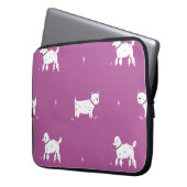 Lila Poodle: monochromes Retro-Muster Laptopschutzhülle (Vorderseite Links)