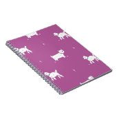 Lila Poodle: monochromes Retro-Muster Notizblock (Rechte Seite)