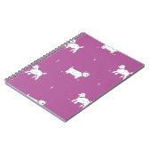 Lila Poodle: monochromes Retro-Muster Notizblock (Linke Seite)