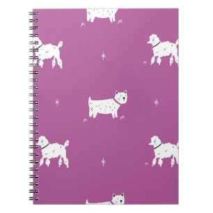 Lila Poodle: monochromes Retro-Muster Notizblock