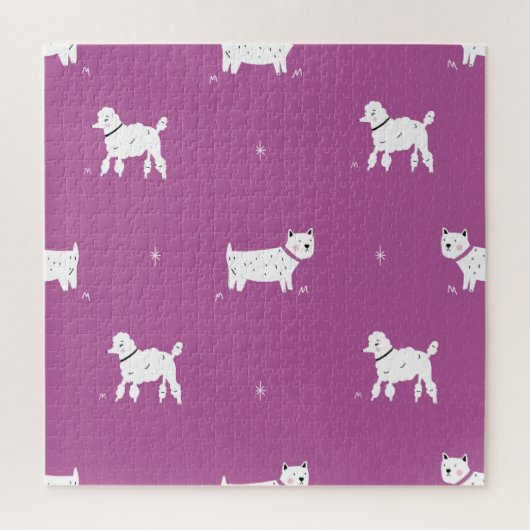 Lila Poodle: monochromes Retro-Muster Puzzle (Vertikal)