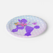 Lila Poodle Party Girls Geburtstag Pappteller (Schrägansicht)