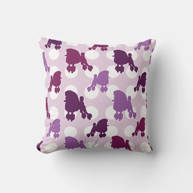 Lila Poodle Polka Dot Kissen (Vorderseite)