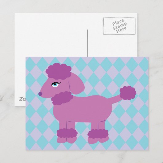 Lila Poodle Postkarte (Vorne/Hinten)