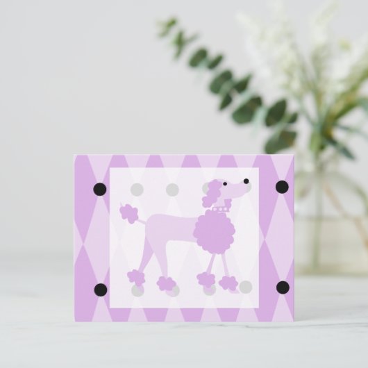 Lila Poodle Postkarte (Stehend Vorderseite)