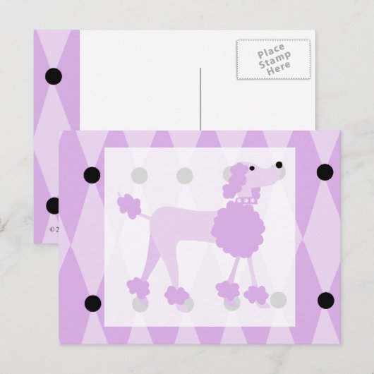 Lila Poodle Postkarte (Vorne/Hinten)