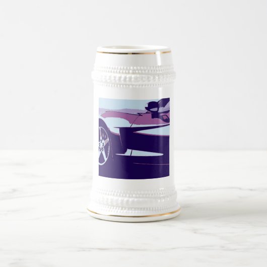 Lila Pop Art Corvette Bierglas (Mittel)