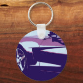 Lila Pop Art Corvette Schlüsselanhänger (Vorderseite)