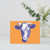 Lila Pop Art Cow Graphic Postkarte (Stehend Vorderseite)