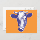 Lila Pop Art Cow Graphic Postkarte (Vorne/Hinten)
