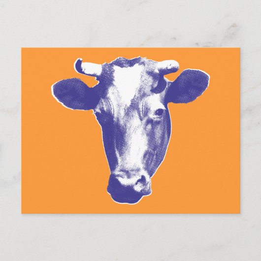 Lila Pop Art Cow Graphic Postkarte (Vorderseite)