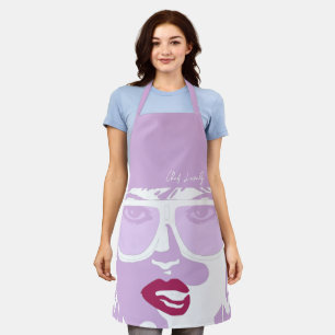Lila Pop Kunst Hübsche Sonnenbrille Rosa Lippen Schürze