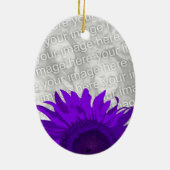Lila Pop-Kunst-Sonnenblume-Abschluss-Foto Keramikornament (Hinten)