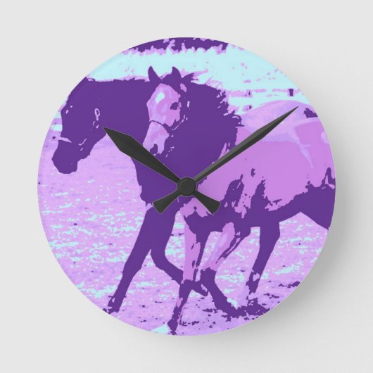 Lila Pop Runde Wanduhr (Vorderseite)