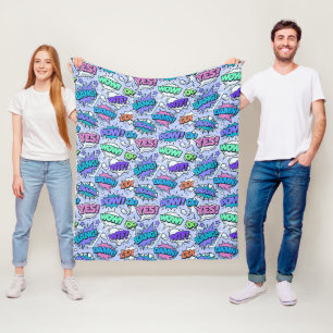 Lila PopArt-Wörter Fleecedecke