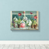 Lila Poppies auf einem Windows Leinwanddruck (Insitu (Holzboden))