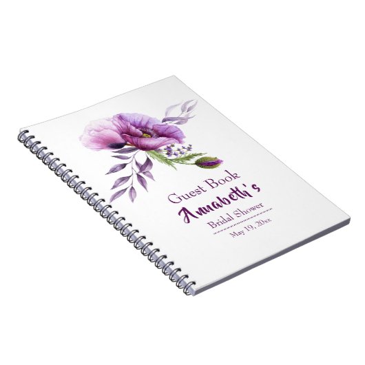 Lila Poppies Brautparty Guest Book-1 Notizblock (Rechte Seite)