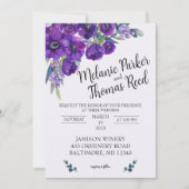 Lila Poppy-Hochzeit Einladung (Vorderseite)