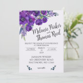 Lila Poppy-Hochzeit Einladung (Stehend Vorderseite)