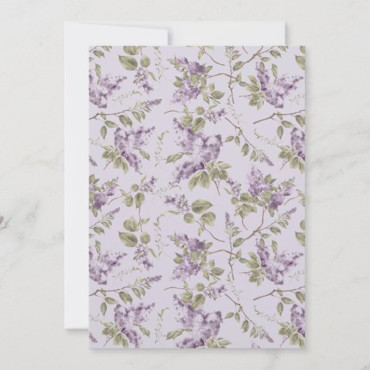 Lila Poppy & Lilac Floral Baby Dusche Einladung (Rückseite)