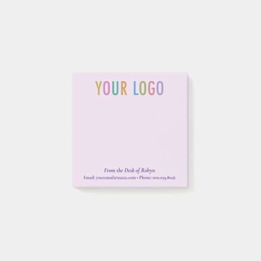 Lila Post-it®-Notizen mit benutzerdefiniertem Logo Post-it Klebezettel (Vorderseite)