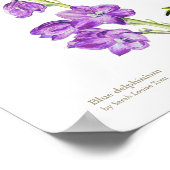 Lila Poster der botanischen Kunst des Delphinium (Ecke)