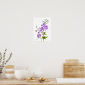 Lila Poster der botanischen Kunst des Delphinium (Küche)