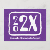 Lila Postkarte für den Abschluss eines Funky Class (Vorderseite)