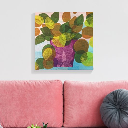 Lila Pot Stretched Canvas Leinwanddruck (Insitu (Wohnzimmer))