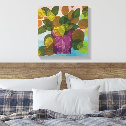 Lila Pot Stretched Canvas Leinwanddruck (Insitu (Schlafzimmer))