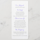 Lila Potato Strampler Hochzeitsmenü Menükarte (Rückseite)