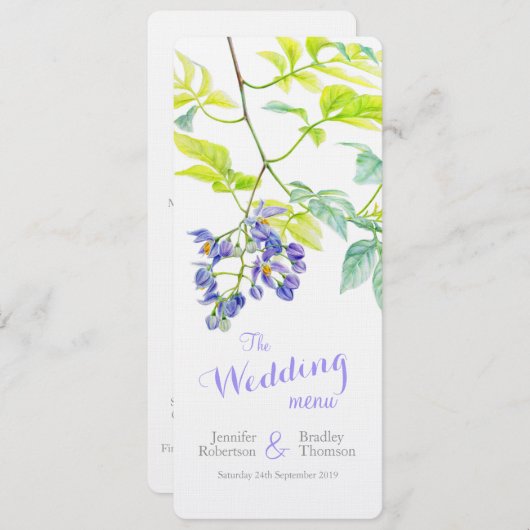 Lila Potato Strampler Hochzeitsmenü Menükarte (Vorne/Hinten)