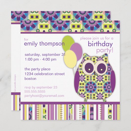 Lila Power Geburtstag Hufeisen Party Einladung (Vorne/Hinten)