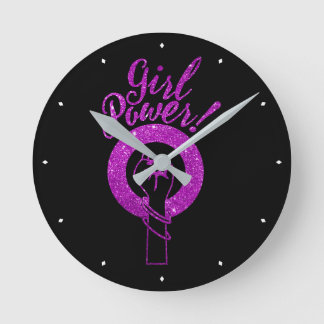Lila Power Runde Wanduhr