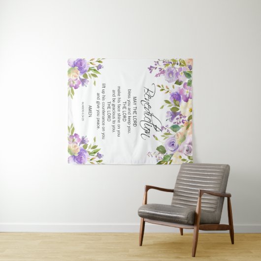 Lila PRAYER Kirche Hochzeit BACKDROP Wandteppich (Beispiel (Horizontal))