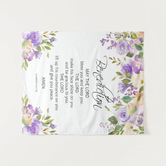 Lila PRAYER Kirche Hochzeit BACKDROP Wandteppich (Vorderseite (Horizontal))