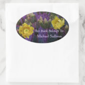 Lila Prickly Birne Opuntia Kaktus Gelbe Blüten Ovaler Aufkleber (Tasche)