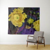 Lila Prickly Birne Opuntia Kaktus Gelbe Blüten Wandteppich (Beispiel (Horizontal))