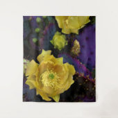 Lila Prickly Birne Opuntia Kaktus Gelbe Blüten Wandteppich (Vorderseite)