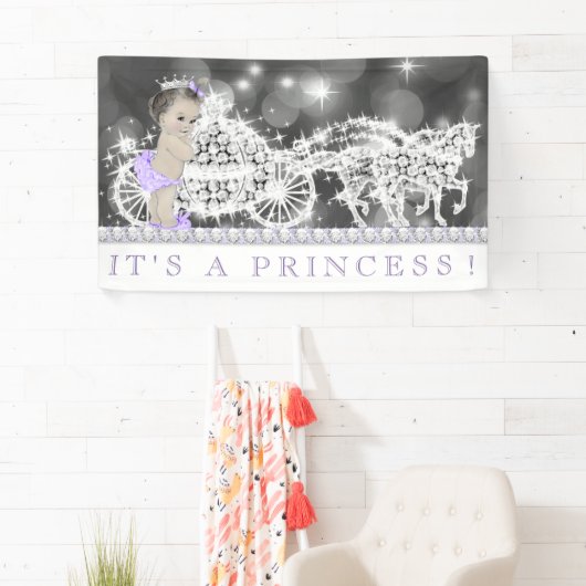 Lila Princess Baby Dusche Banner (Insitu)