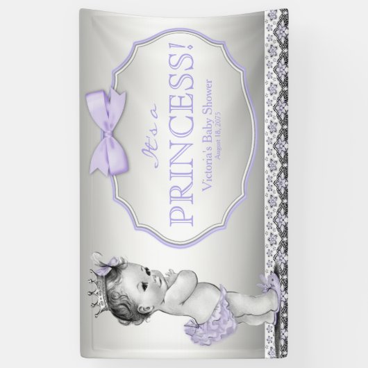 Lila Princess Baby Dusche Banner (Vertikal)