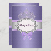 Lila Princess Baby Dusche Einladung (Vorne/Hinten)